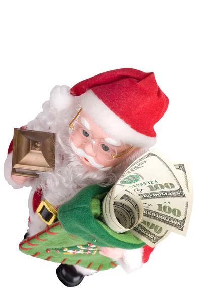 Santa with money — Stock Photo, Image