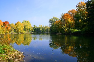 Autumn on the lake clipart