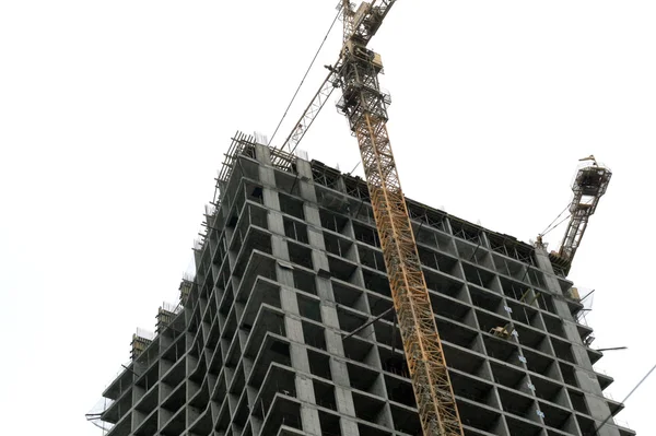 Stock image Construction of a tall modern office bui