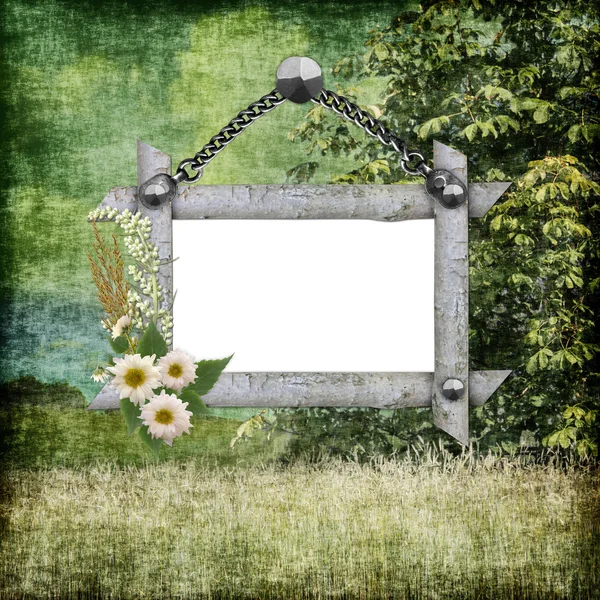 有框架和花朵的背景 — 图库照片
