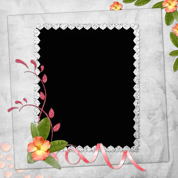 Abstract background with frame and flowe — Stock Photo, Image