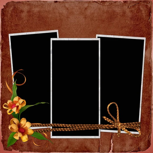 Vintage background with frame and flower — Stock Photo, Image