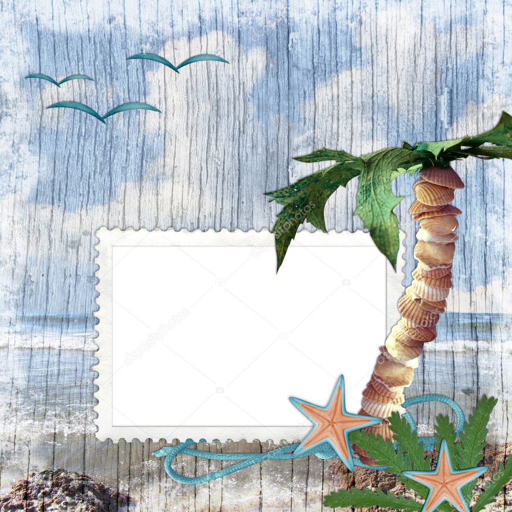 Summer beach background with frame — Stock Photo © welena 1181014