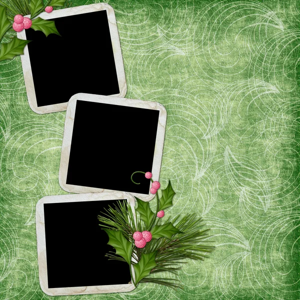 Зеленый абстрактный фон с рамками — стоковое фото