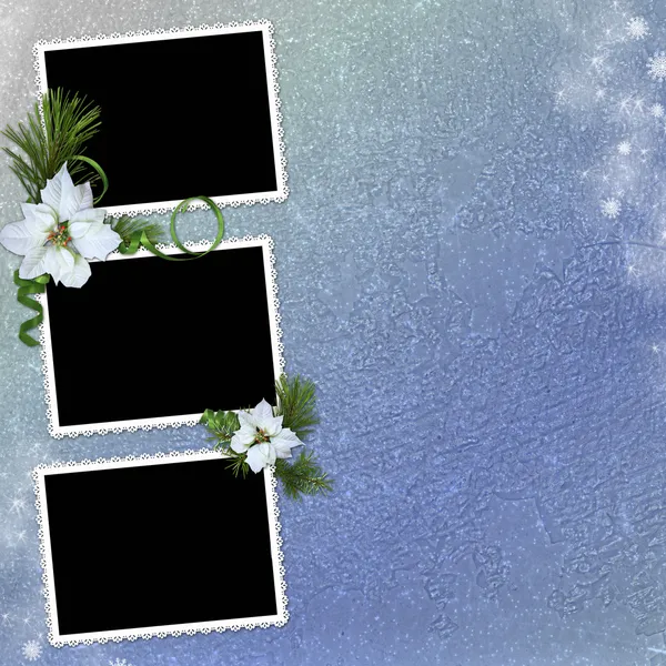 Background with frames and christmas sta — Stock Photo, Image