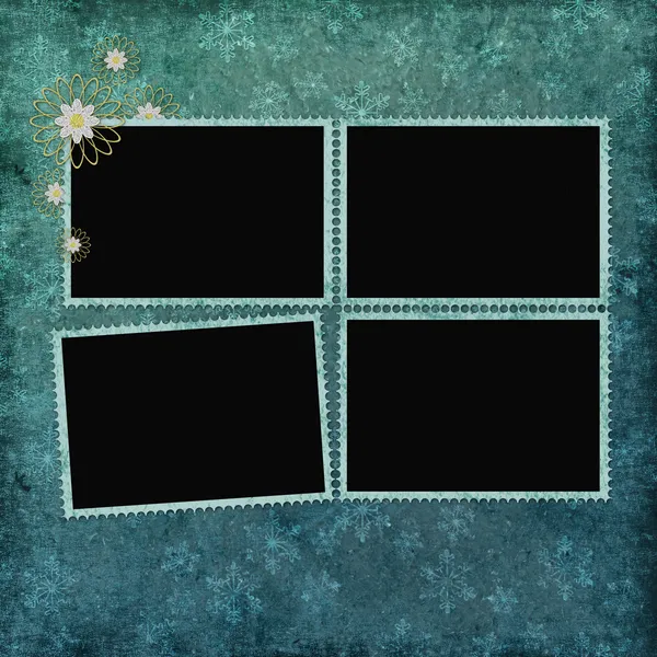 Dunkler cyan abstrakter Hintergrund mit Rahmen — Stockfoto