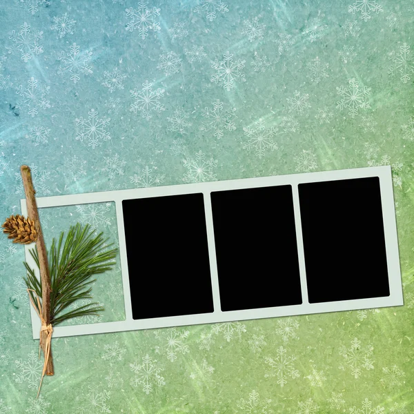Background with frames and snowflakes — Stock Photo, Image