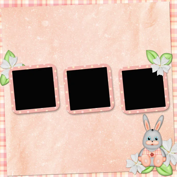 Achtergrond met frame en bunny — Stockfoto