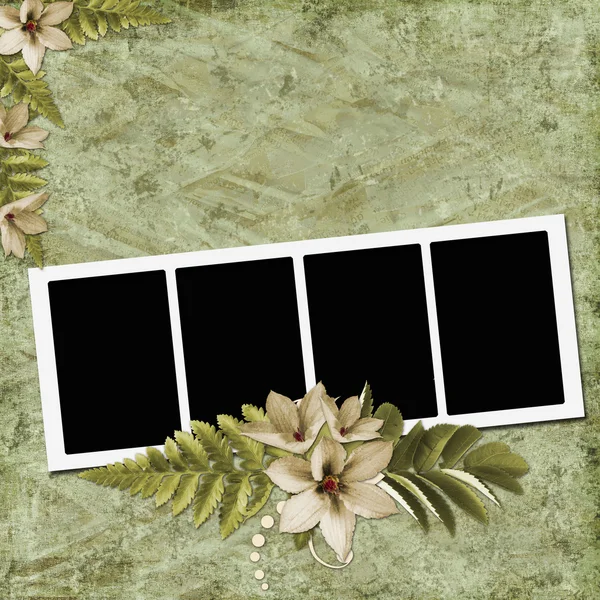 Altpapier mit Rahmen und Blumen — Stockfoto
