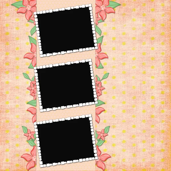 Background with frames and flowers — Stock Photo, Image