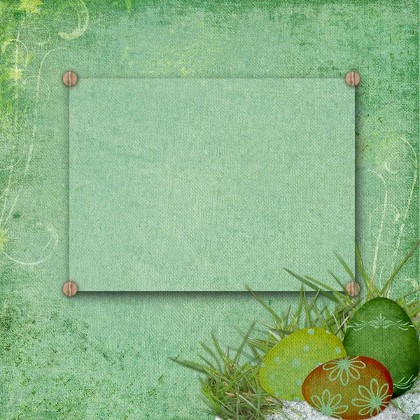 Cartão de saudação Páscoa com ovo decorativo — Fotografia de Stock