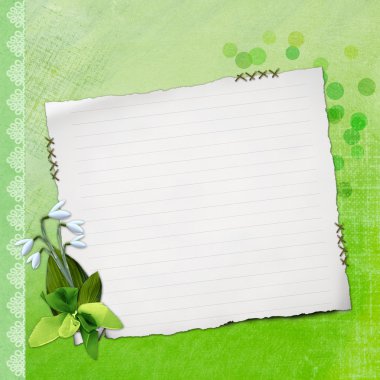 Blank note paper on textured background with flo clipart