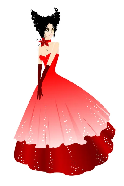 Princesse en robe rouge — Image vectorielle