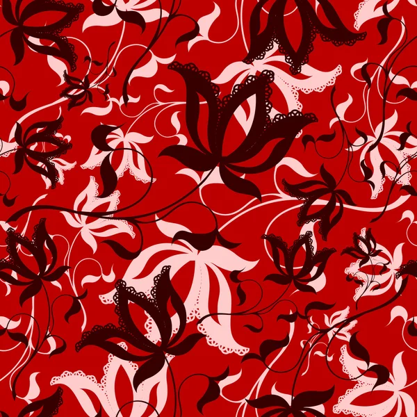 无缝花卉背景红色 — 图库矢量图片