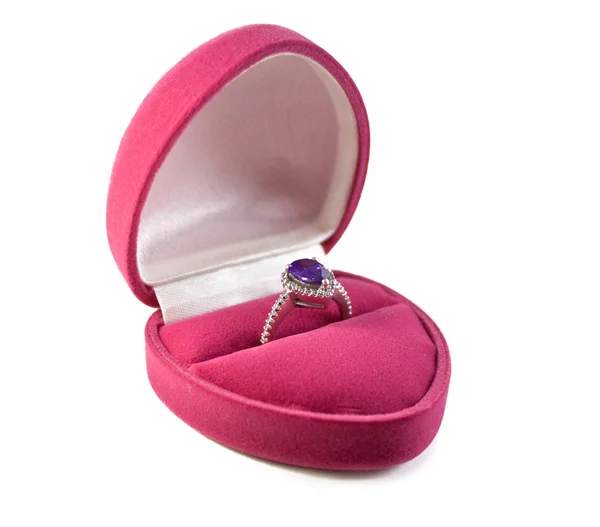 stock image Beautiful ring in pink box