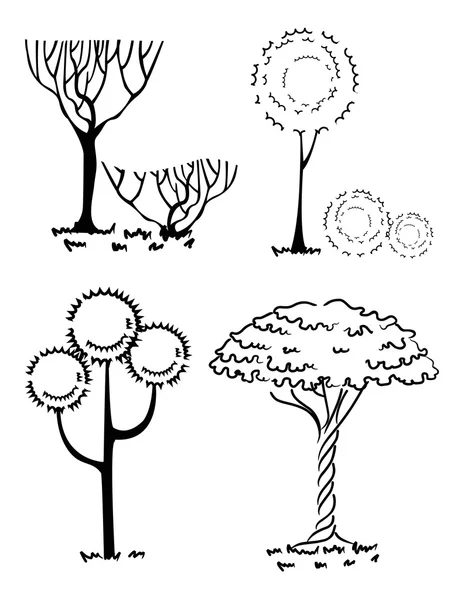 Collection of silhouettes of trees — Stock Vector