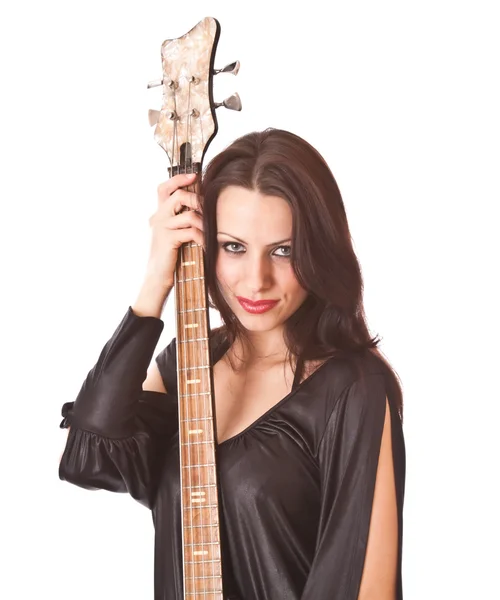 Okouzlující dívka s kytarou — Stock fotografie