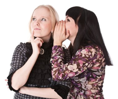 One girl whispers to other girl clipart