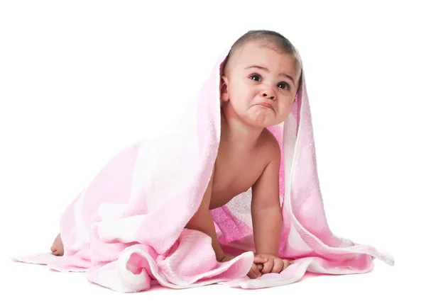 Härlig liten pojke i handduk — Stockfoto