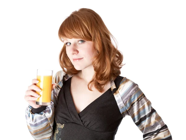 Vacker flicka med juice — Stockfoto