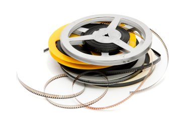 Reels of old quarter-inch celluloid film clipart