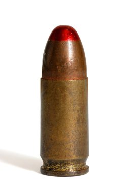 Standing red-tipped tracer 9mm cartridge clipart