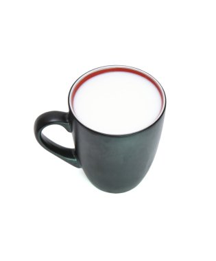 Black cup with red rim full of milk clipart