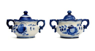 Pair of Russian porcelain sugar basins. clipart