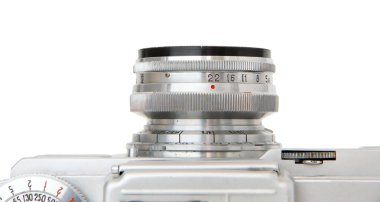 Objective lens of vintage 35mm camera clipart