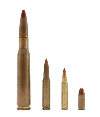 Four red-tipped tracer cartridges clipart