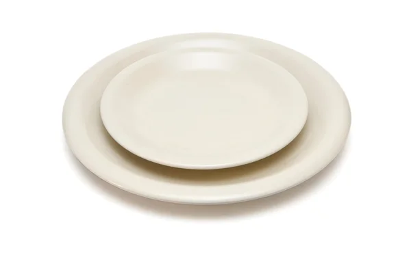 Düz bej yemek tabağı ve fincan tabağı — Stok fotoğraf