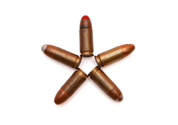 Five-pointed star of 9mm cartridges — Stock Photo, Image