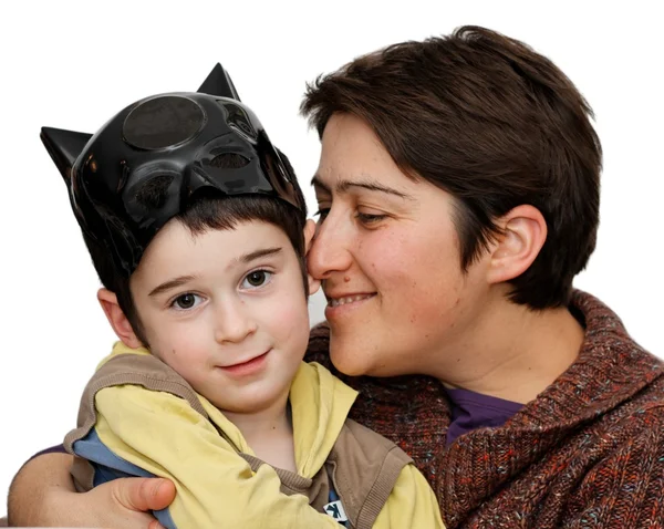 Mother embraces five year old son — Stock Photo, Image