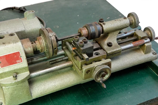 stock image Small portable metal lathe detail