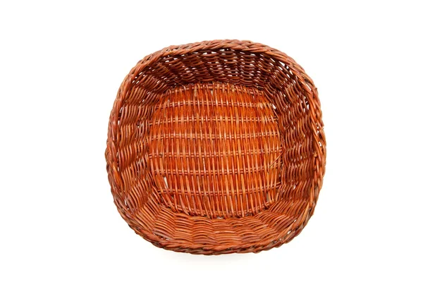Brown wicker basket top view isolated — Stock Photo, Image