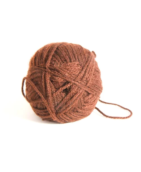 Ball of brown wool thread for knitting — Stock Photo, Image