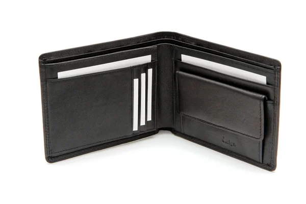 Ανοίξει το πορτοφόλι με λευκό επαγγελματικές κάρτες — Φωτογραφία Αρχείου