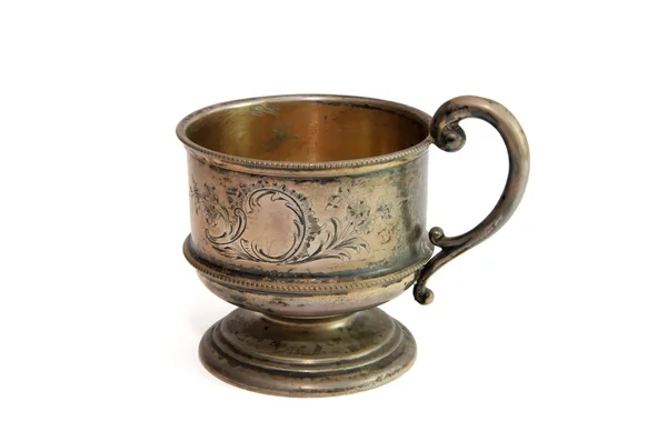 Vintage tazza d'argento isolato — Foto Stock