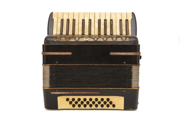 Vintage brown 1930s accordion isolated — Stock Photo, Image