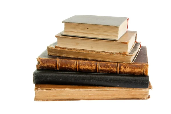 Изолированная стопка старых книг — стоковое фото