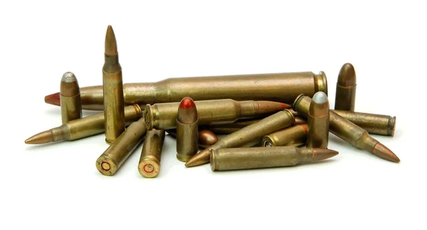 Pile of cartridges of various calibers — Stock Photo, Image