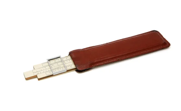 Calculadora mecânica da régua velha da corrediça — Fotografia de Stock