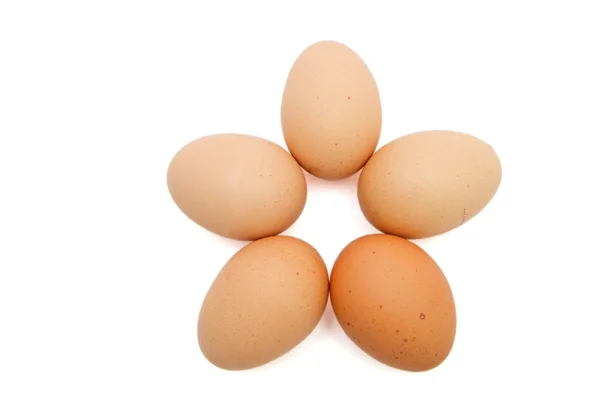 Estrela de cinco pontas de cinco ovos castanhos — Fotografia de Stock