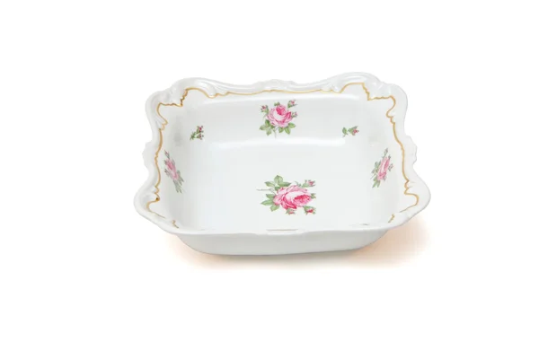 Square white porcelain dish — Stock Photo, Image