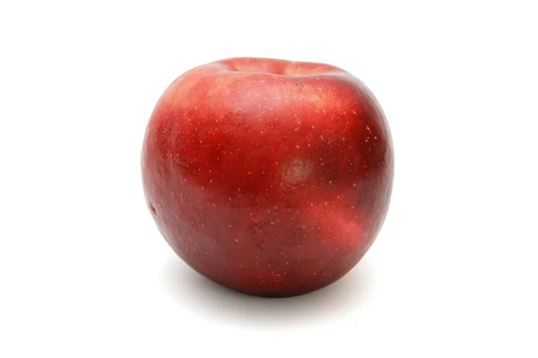 Única maçã vermelha fresca isolada em branco — Fotografia de Stock