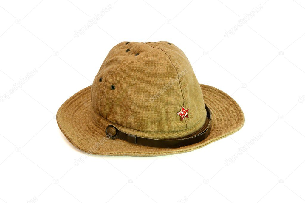 Old soviet army summer hat isolated