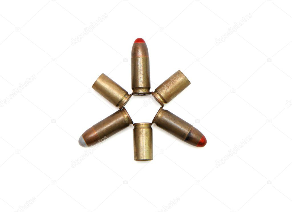Star of 9mm cartridges and spent cases