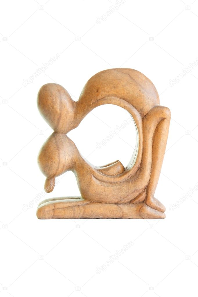 Hand carved wooden sculpture of lovers
