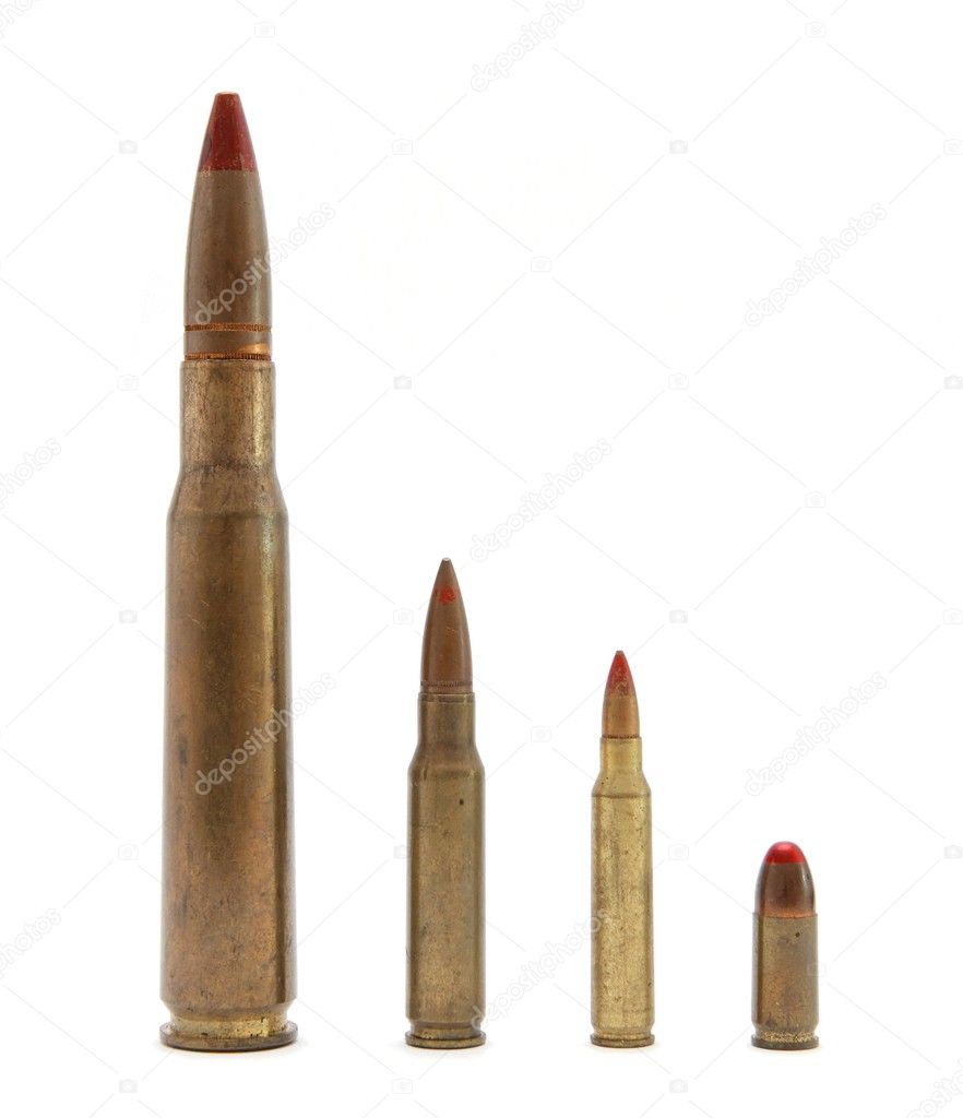 Four red-tipped tracer cartridges