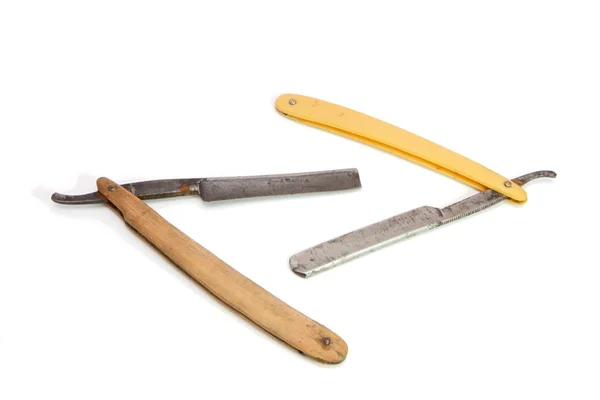 stock image Two old rusty razors isolated